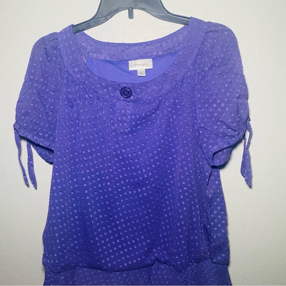 Dressbarn Purple Tie Front Buttoned Blouse